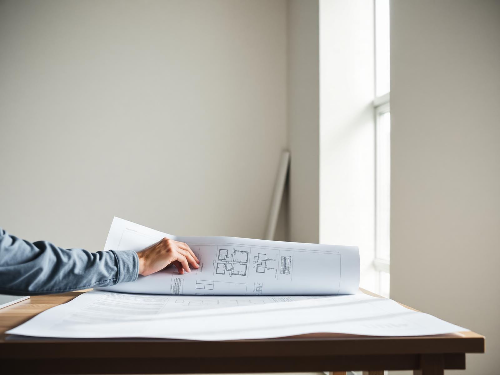Architect reviewing plans in studio